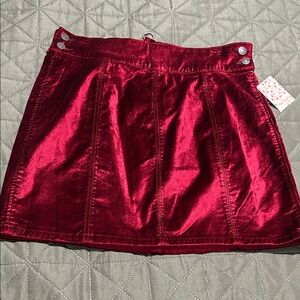 FREE PEOPLE Velvet Burgundy Skirt